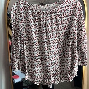 Blue and Red Floral Long sleeved blouse